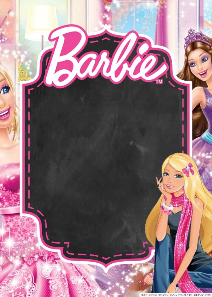 Invitation Template of 22+ Barbie Canva Birthday Invitation Templates 8