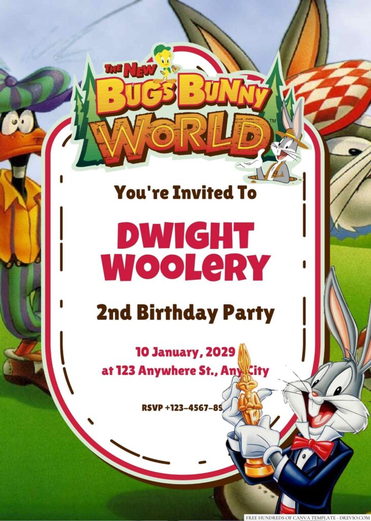 Free Editable The Bugs Bunny Birthday Invitation 