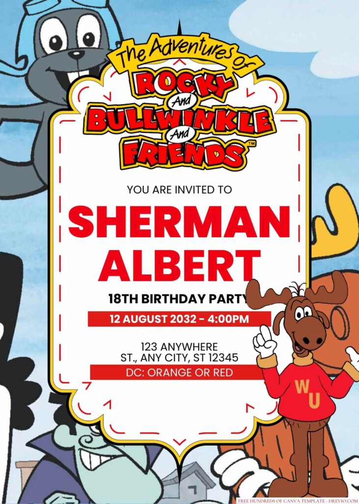 Rocky and Bullwinkle Invitations