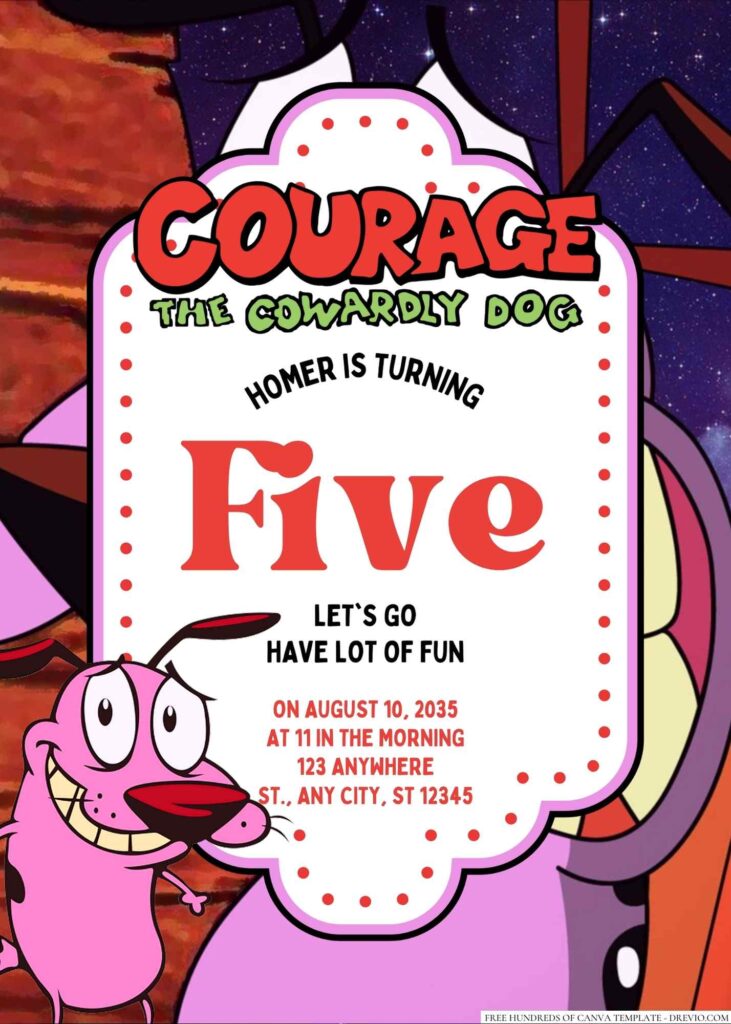 Courage the Cowardly Dog Birthday Invitation