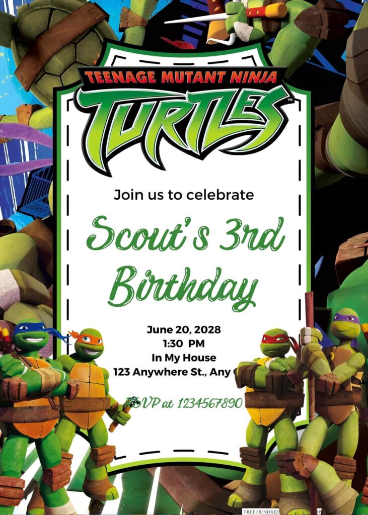 Teenage Mutant Ninja Turtles Birthday Invitation