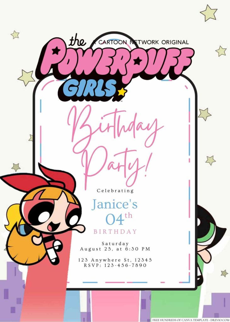 Free Editable The Powerpuff Girls Birthday Invitation