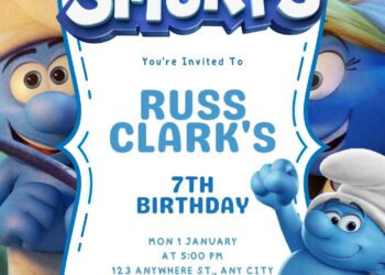 Free Editable The Smurfs Birthday Invitation
