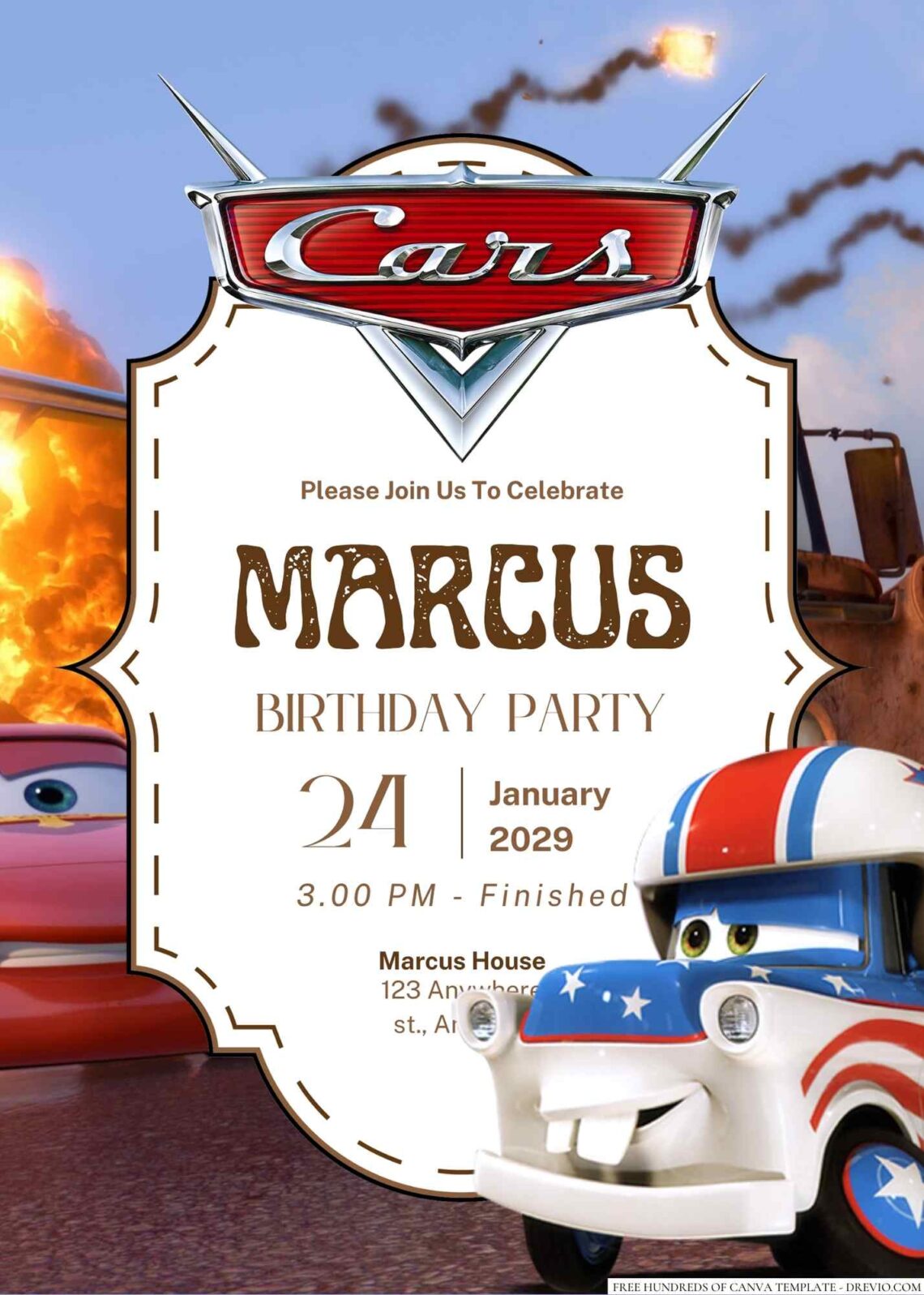 Free Editable Mater from Cars Birthday invitation