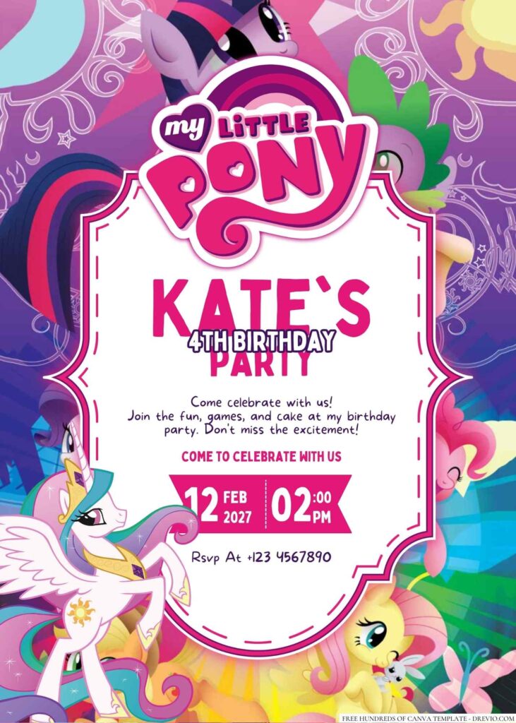 Free Editable My Little Pony Birthday Invitation