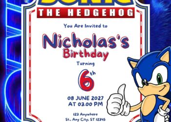 Free Editable Sonic the Hedgehog Birthday Invitation