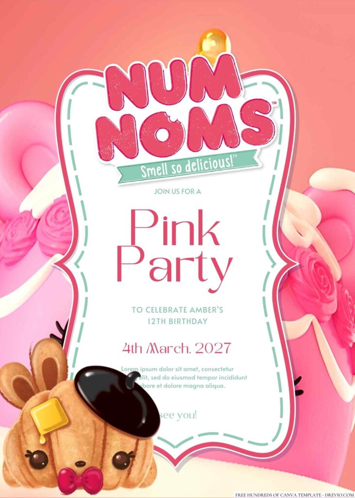 Free Editable Num Noms Canva Birthday Invitation