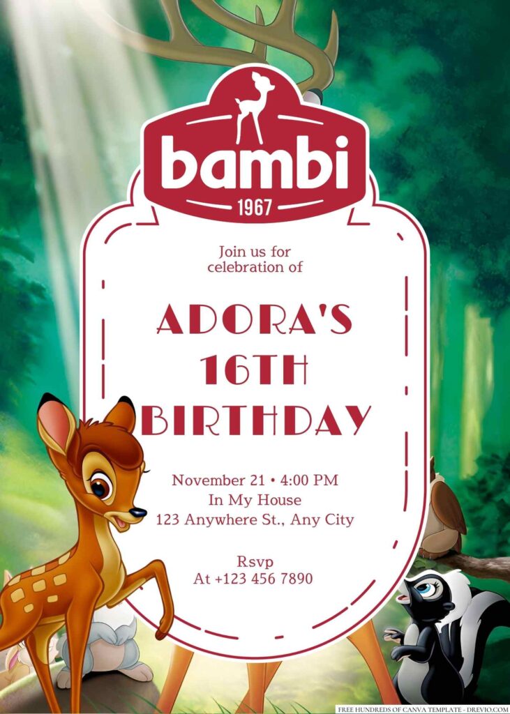 Bambi Invitation Template Free