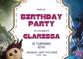 Free Editable Coraline Birthday Invitation