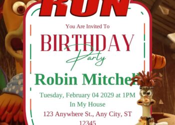 Free Editable Chicken Run Birthday Invitation