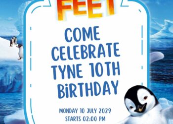 Free Editable Happy Feet Birthday Invitation