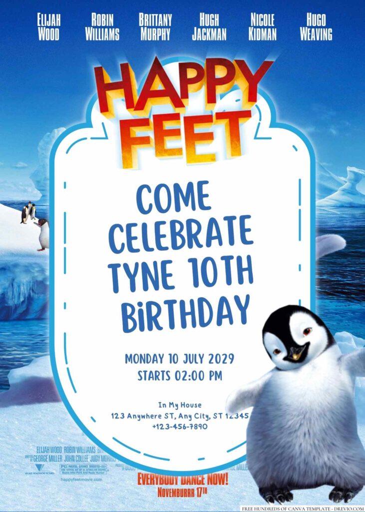 Free Editable Happy Feet Birthday Invitation 