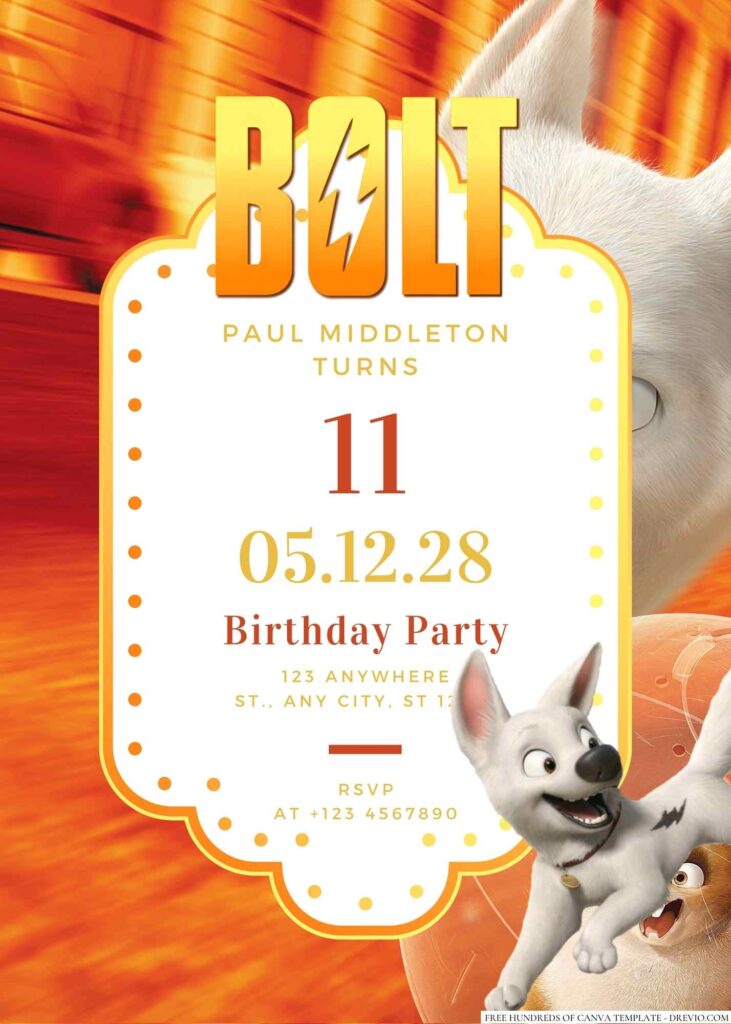 Free Editable Bolt Birthday Invitation