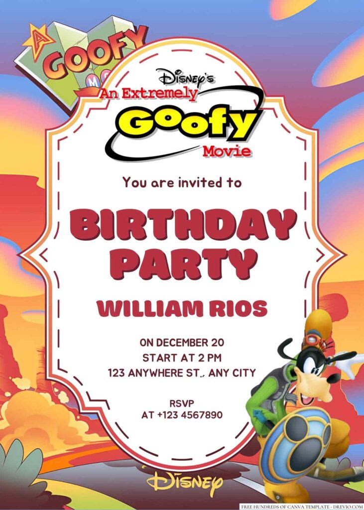 Free Editable A Goofy Movie Birthday Invitation