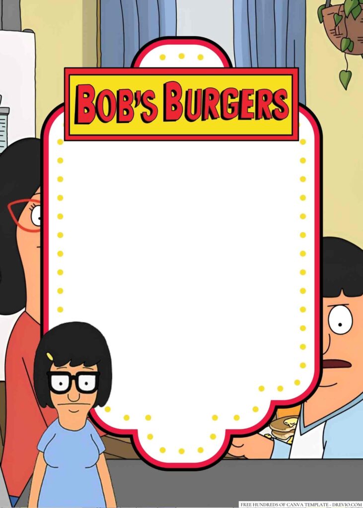 Invitation Template of 22+ The Belchers — Bob's Burgers Canva Birthday Invitation Templates 9