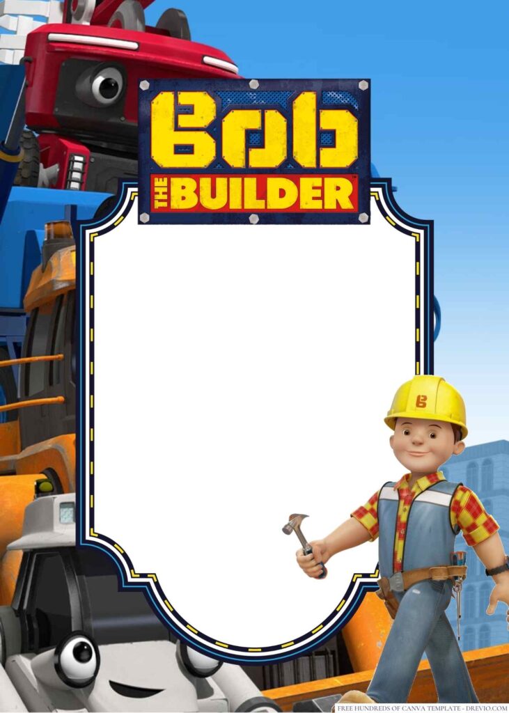 Invitation Template of 18+ Bob the Builder Canva Birthday Invitation Templates 9