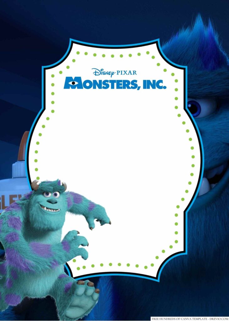 Invitation Template of 18+ Sulley Monsters Inc. Canva Birthday invitation Templates 9