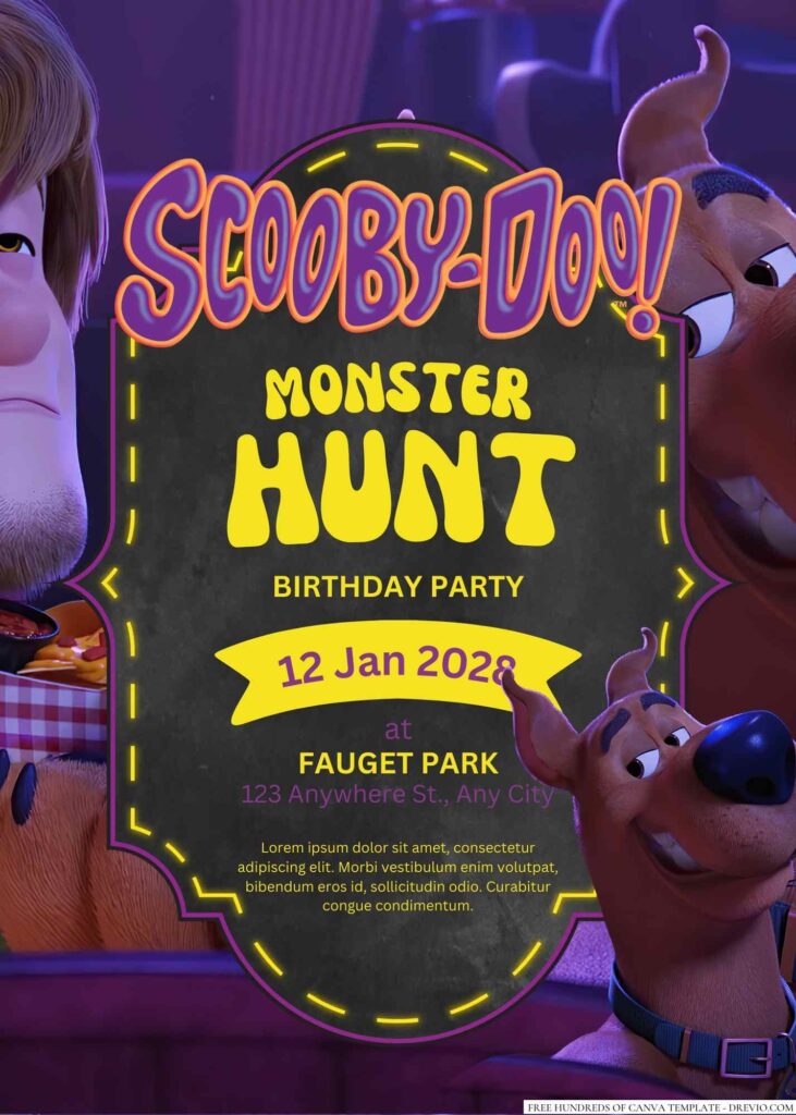 Free Editable Scooby-Doo Birthday Invitation