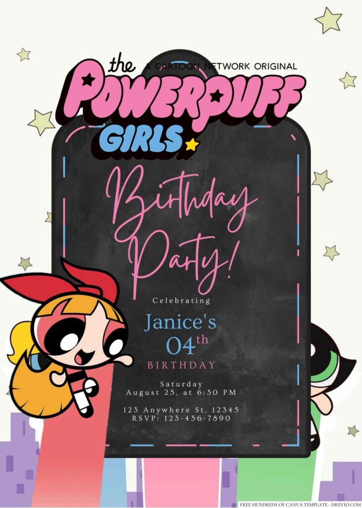 Free Editable The Powerpuff Girls Birthday Invitation