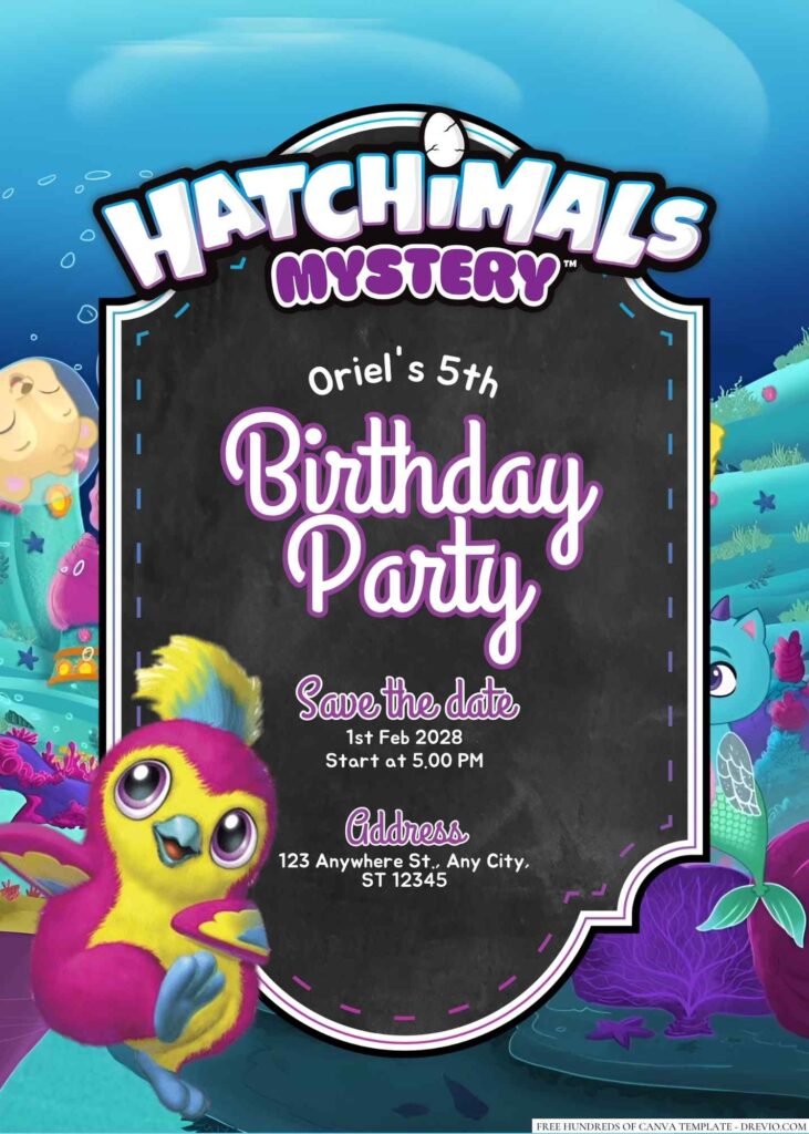 Free Editable Hatchimals Birthday Invitation