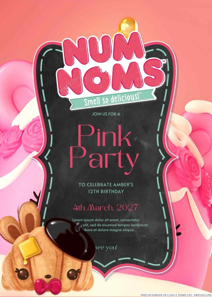 Free Editable Num Noms Canva Birthday Invitation