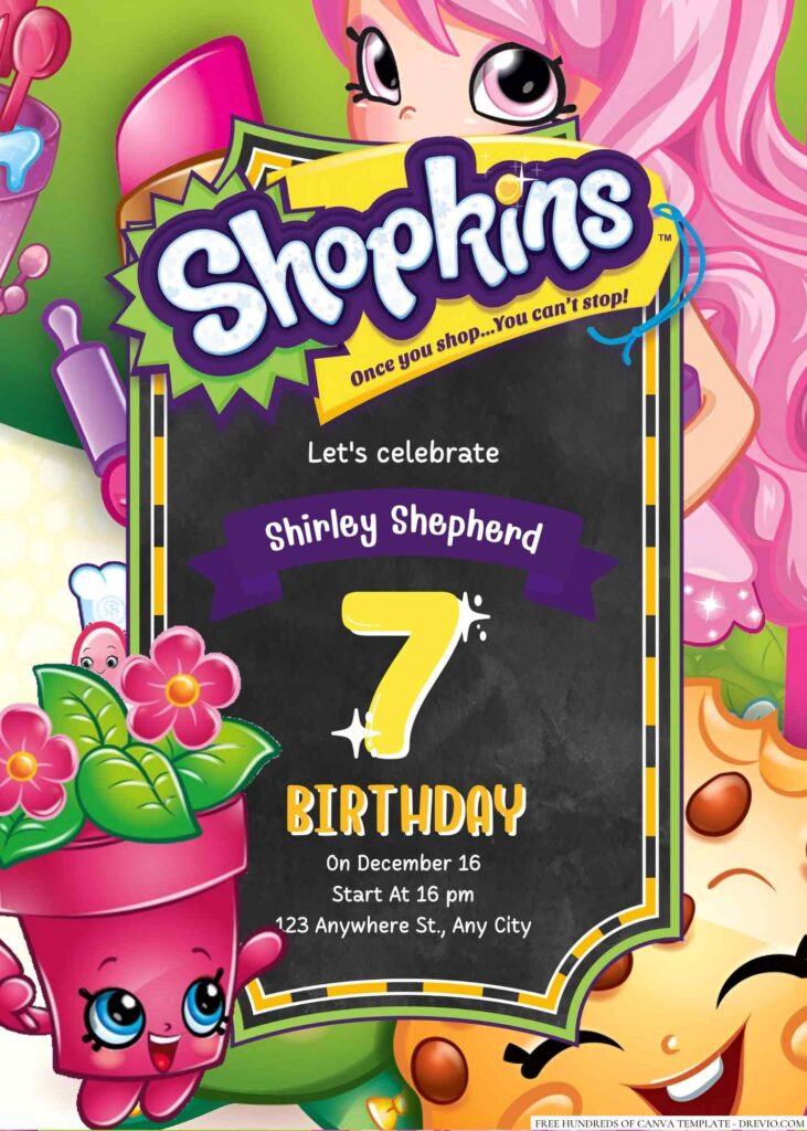 Free Editable Shopkins Birthday Invitation