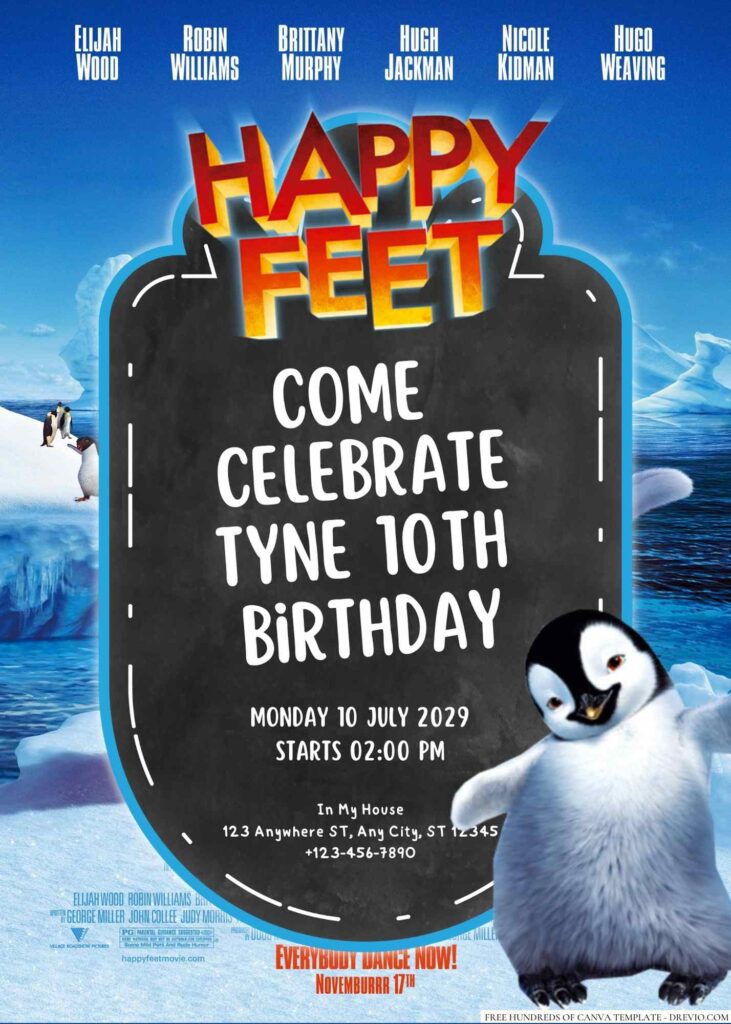 Free Editable Happy Feet Birthday Invitation 