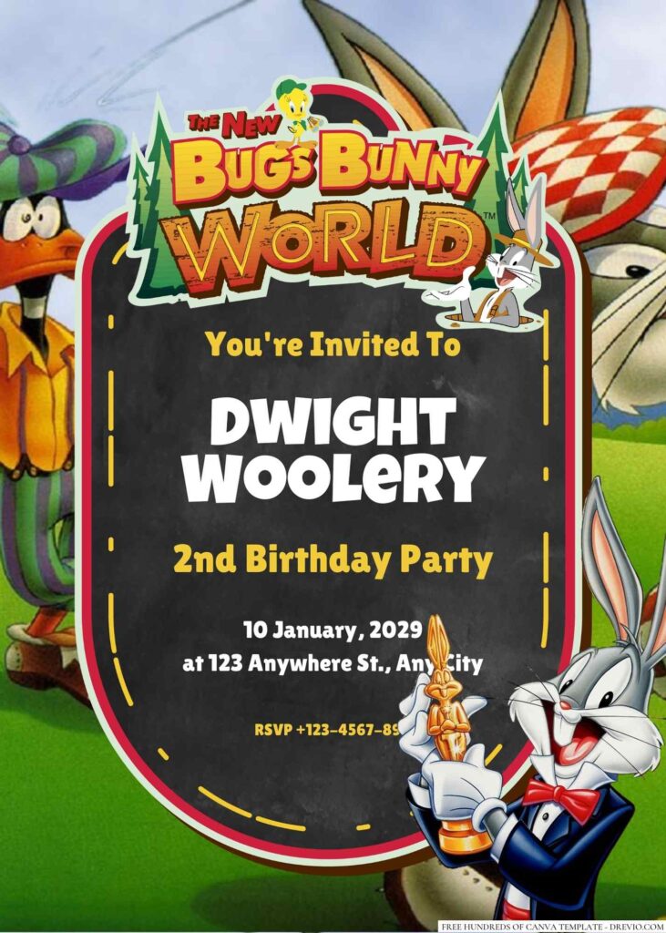 Free Editable The Bugs Bunny Birthday Invitation 