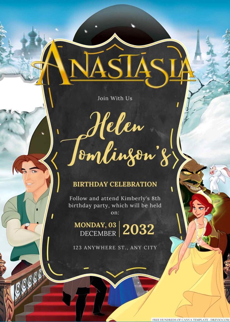 Free Editable Anastasia Birthday Invitation