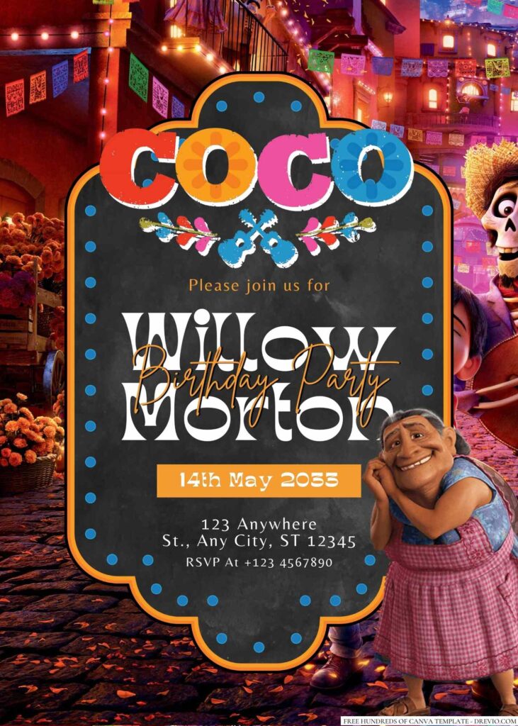 Free Editable Coco Birthday Invitation