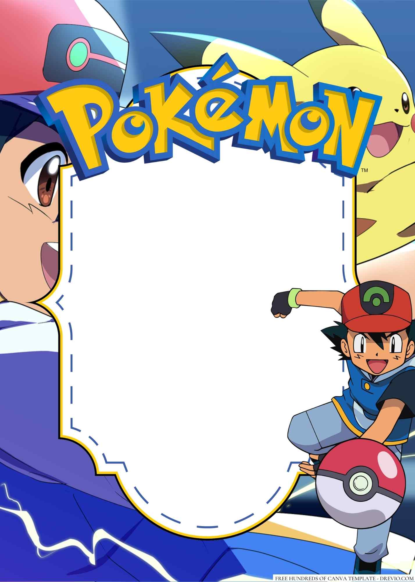 16+ Ash Ketchum Pokemon Canva Birthday Invitation Templates - Drevio ...