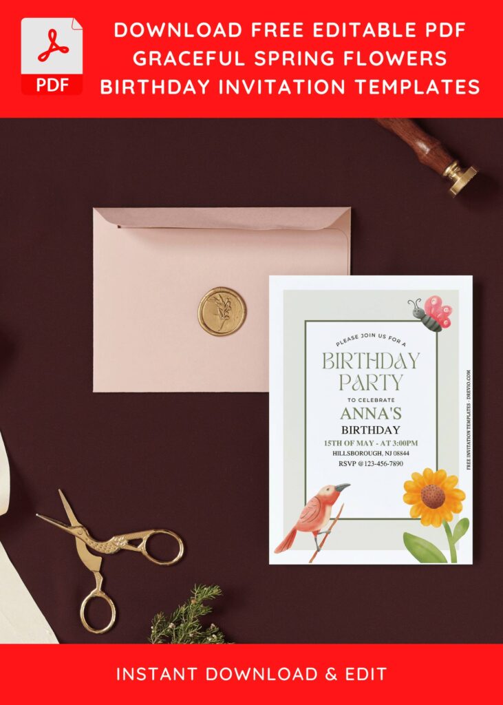 Invitation Template of (Free Editable PDF) Cute And Fun Garden Kids Birthday Invitation Templates 9