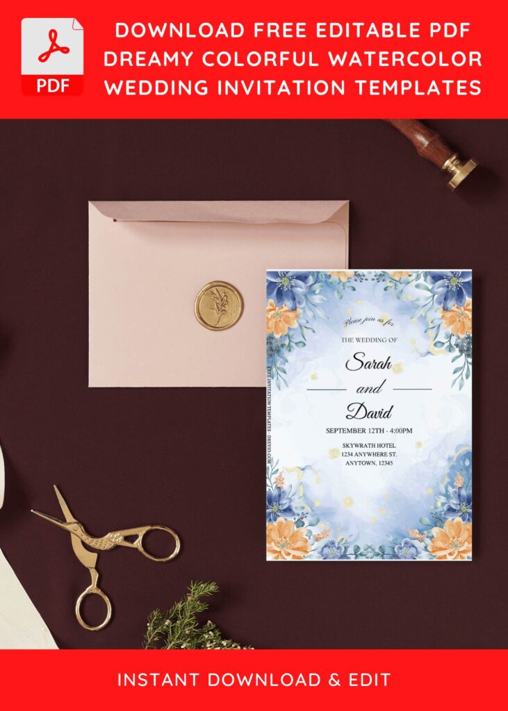 (Free Editable PDF) Visually Stunning Floral And Marble Wedding Invitation Templates I