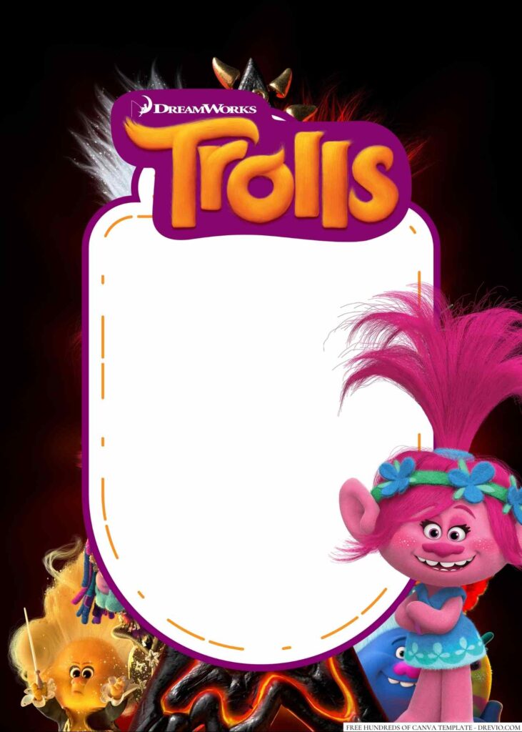 Invitation Template of 20+ Trolls Canva Birthday Invitation Templates 1