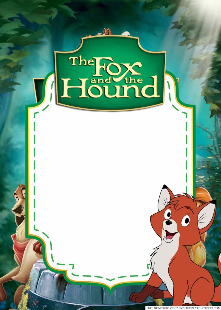 Invitation Template of 14+ The Fox and the Hound Canva Birthday Invitation Templates 1