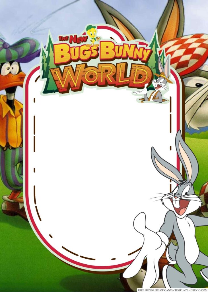 Invitation Template of 20+ The Bugs Bunny Canva Birthday Invitation Templates 1