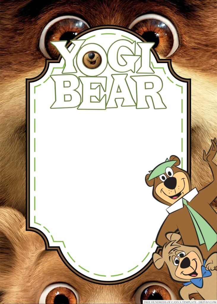 Invitation Template of 16+ Yogi Bear Canva Birthday Invitation Templates 1