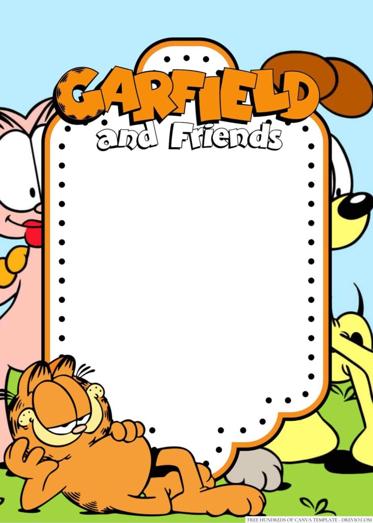 Invitation Template of 16+ Garfield and Friends Canva Birthday Invitation Templates 1