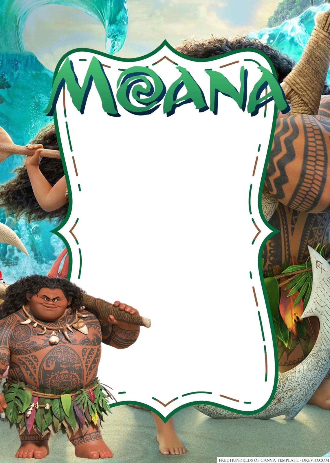 18+ Maui Moana Canva Birthday Invitation Templates - Drevio : Free And ...