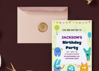 (Free Editable PDF) Colorful Little Monster Birthday Invitation Templates
