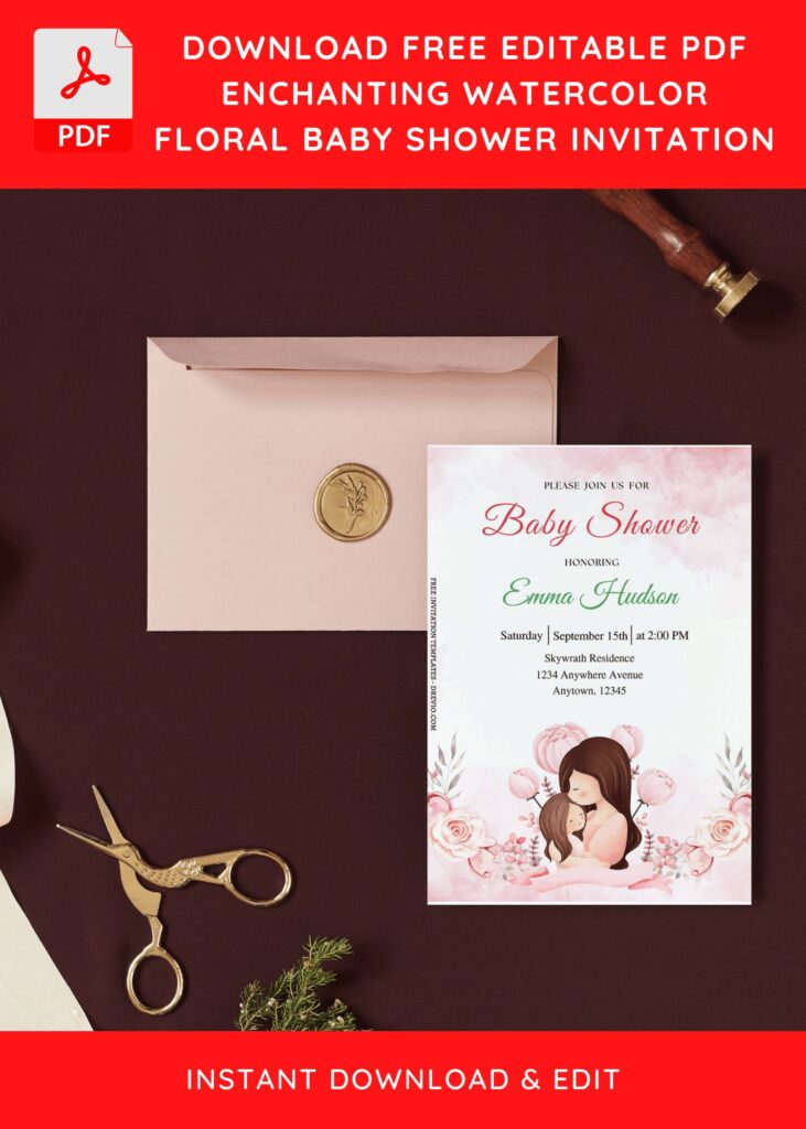 (Free Editable PDF) Graceful Floral Themed Baby Shower Invitation Templates I