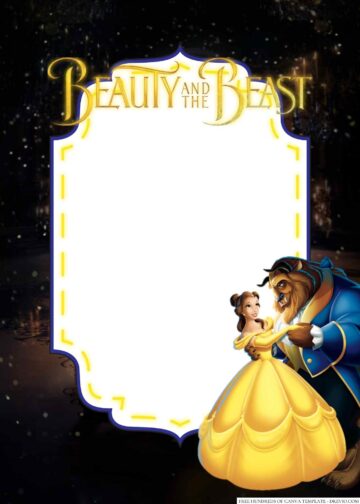 20+ Beauty and the Beast Canva Birthday Invitation Templates | Download ...