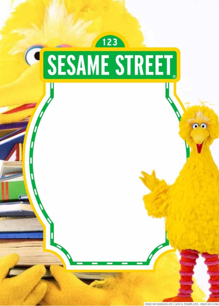 Invitation Template of 20+ Big Bird Sesame Street Canva Birthday invitation Templates 1