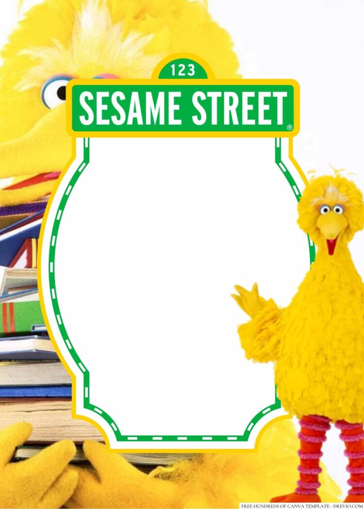 20+ Big Bird Sesame Street Canva Birthday invitation Templates ...