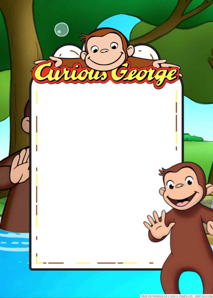 Invitation Template of 20+ Curious George Canva Birthday Invitation Templates 1