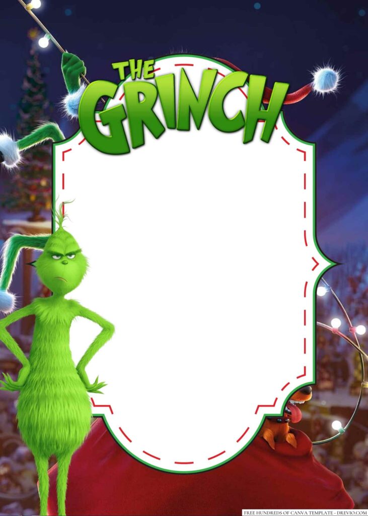 Invitation Template of 22+ The Grinch Canva Birthday Invitation Templates 1