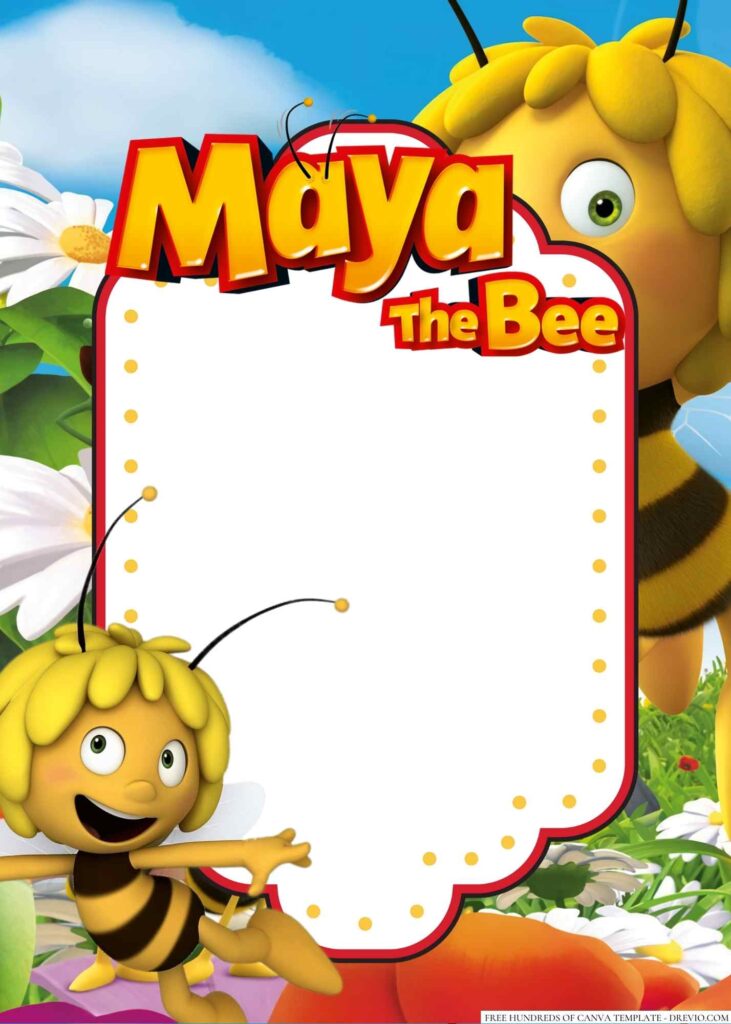 Invitation Template of 14+ Buzzbee Maya the Bee Canva Birthday invitation Templates 1