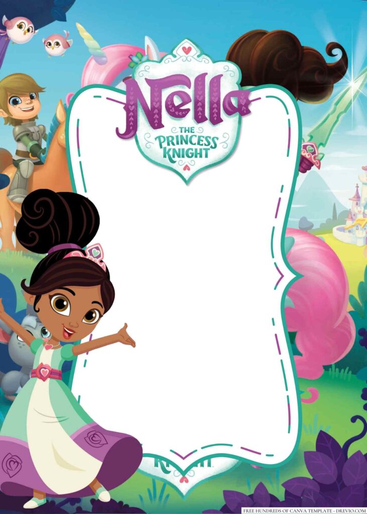 Invitation Template of 16+ Nella the Princess Knight Canva Birthday Invitation Templates 1