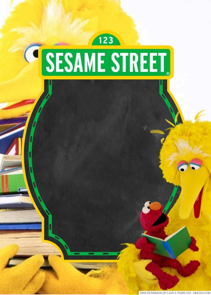 Invitation Template of 20+ Big Bird Sesame Street Canva Birthday invitation Templates 10