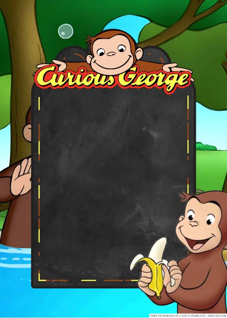 Invitation Template of 20+ Curious George Canva Birthday Invitation Templates 10